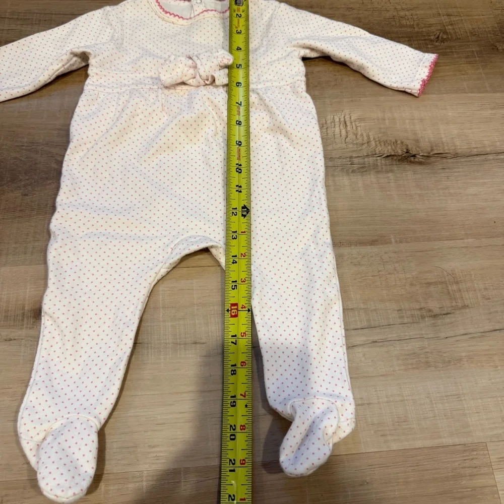 Jacadi Paris Baby Girls White and Pink Polka Dot Onesie size 6 months